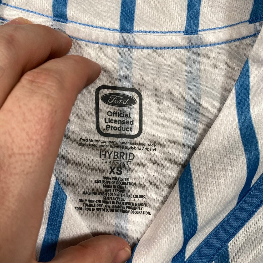 Ford Mustang Baseball Jersey White Blue Pinstripe 64 Juniors XS J4434FRD1329 - Picture 7 of 8